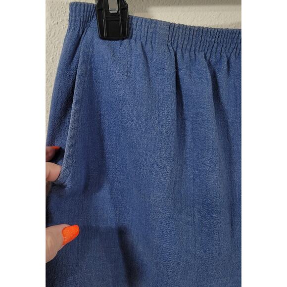 Blair Blue Pleated Pull On Slashed Pockets Pants 14 Lightweight Elastic Waist - Picture 6 of 7